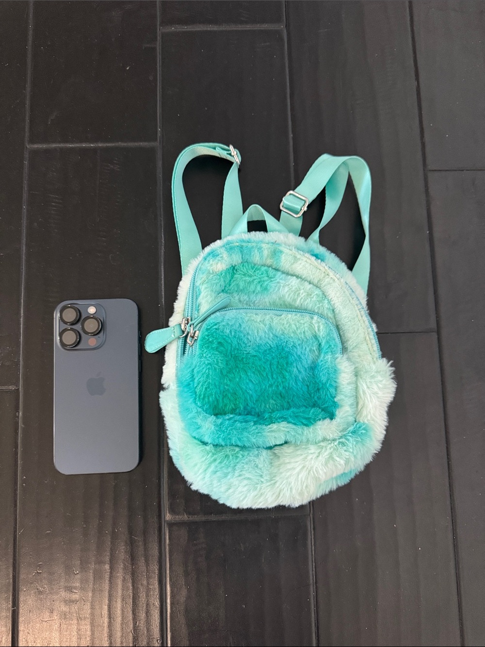 Kids Plush Mini Backpack - Aqua blue